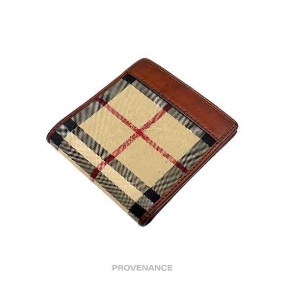 🔴 Burberry Nova Check Canvas Bifold Wallet - Brown Leather - Picture 8 of 8